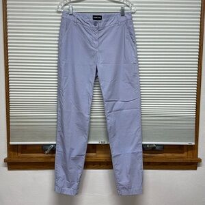 EMPORIO ARMANI Purple Lightweight Cotton Back Embroidery Logo Straight Leg Pants